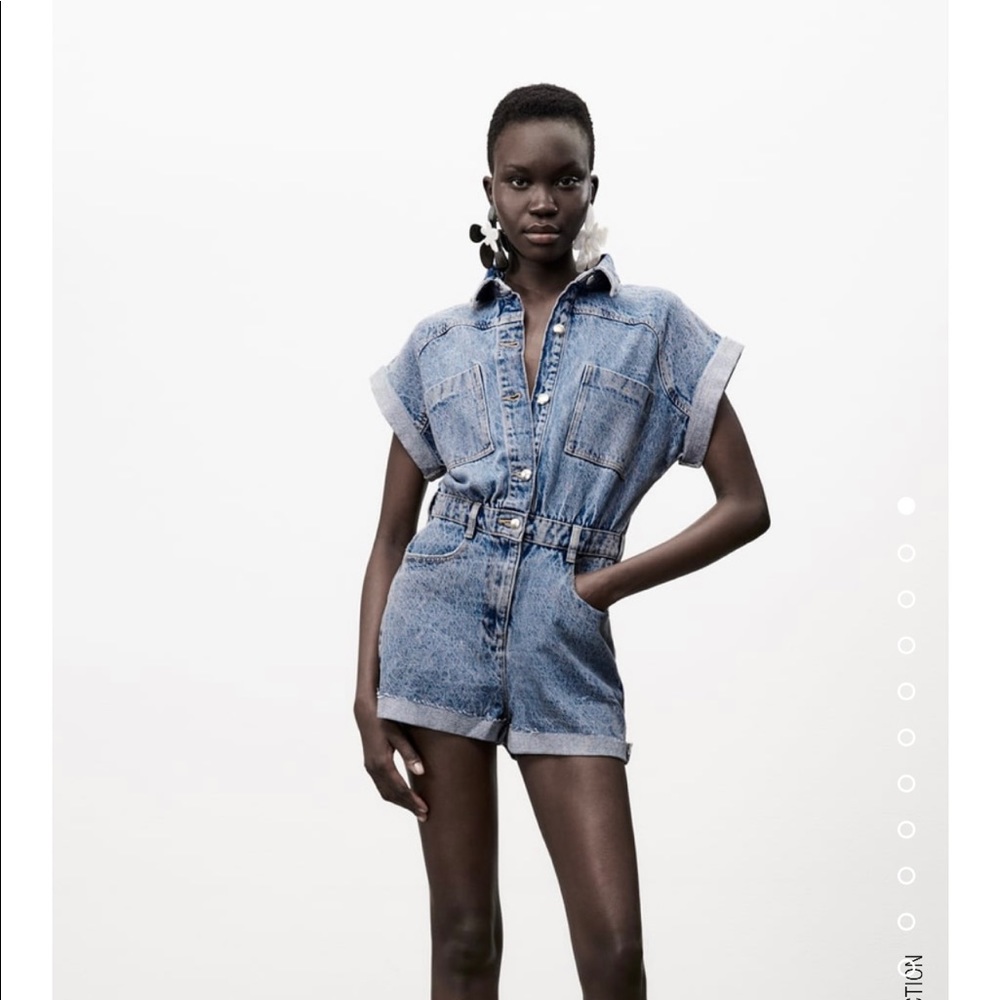 Zara Short Denim Jumpsuit